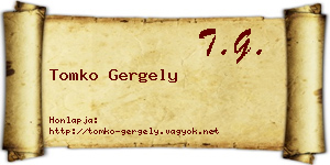 Tomko Gergely névjegykártya